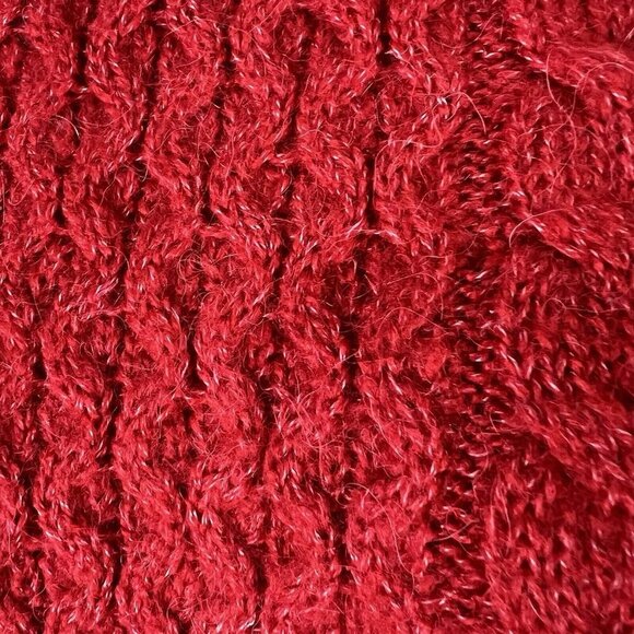 Abercrombie & Fitch Sweater Cable Knit Chunky Red Wool Alpaca Blend Size Small - Picture 4 of 11